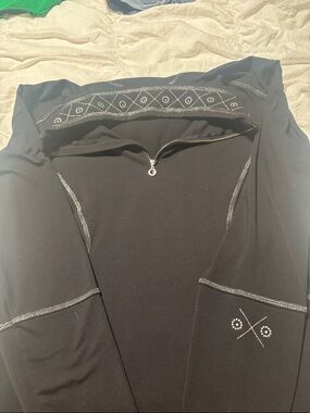 NILSsports Black Zip-Neck Top with Silver Stud Accents